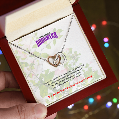 To My Precious Daughter - Interlocking Heart Necklace