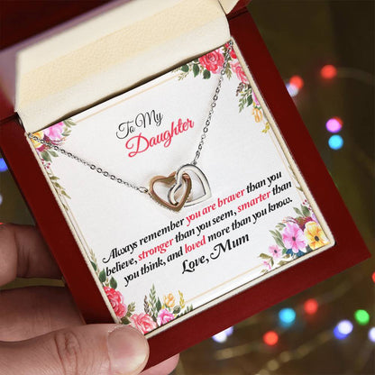 To My Daughter Joined Hearts Pendant Necklace From Mum Interlocking Hearts Necklace