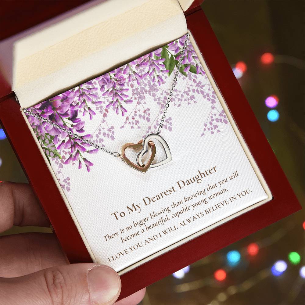 Interlocking Hearts Dearest Daughter Pendant Necklace Interlocking Hearts Necklace