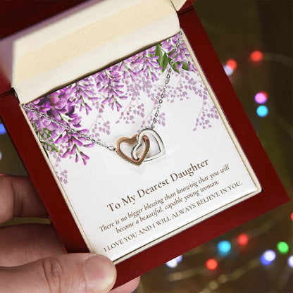 Interlocking Hearts Dearest Daughter Pendant Necklace Interlocking Hearts Necklace