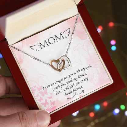 Double Heart Pendant Necklace Remembrance Mom Interlocking Hearts Necklace