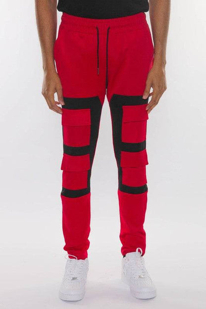COLOR BLOCK CARGO TRACK PANT black lime