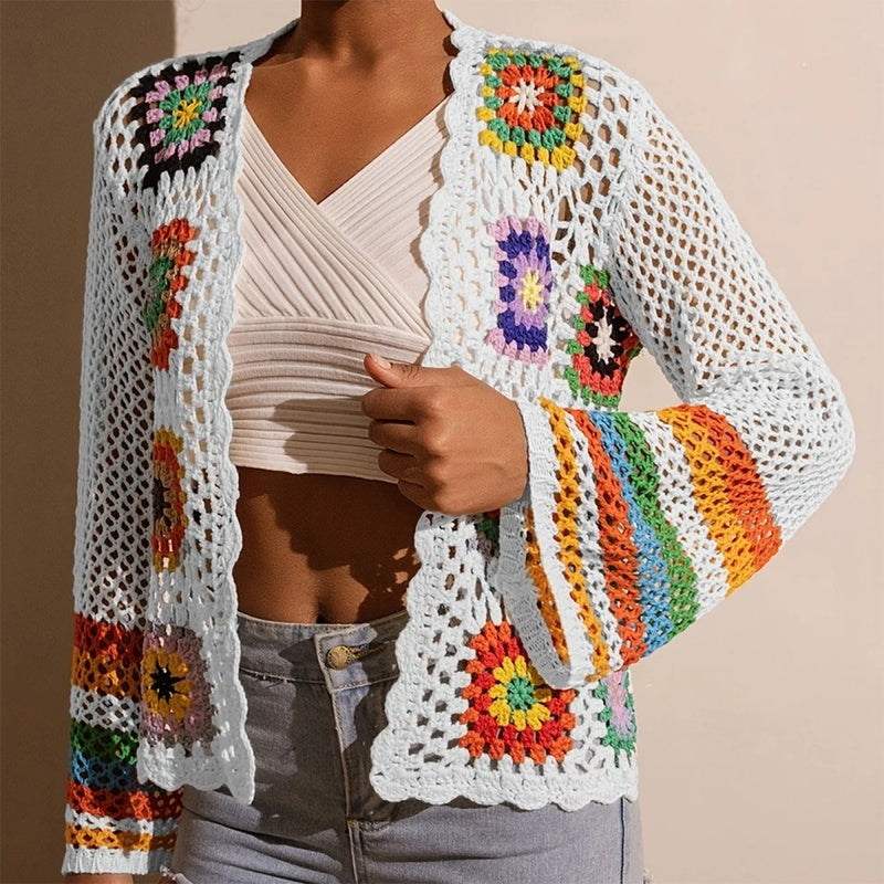 Women's Elegant Crochet Cardigan White