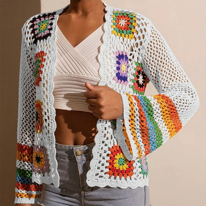 Women's Elegant Crochet Cardigan White