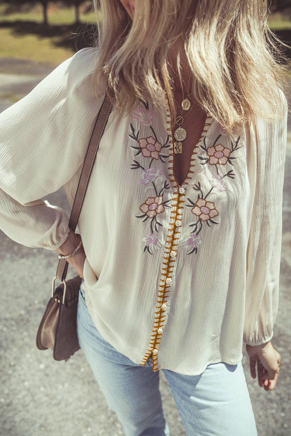June Puff Sleeve Loose Shirt Beige