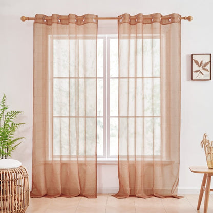 Bohome Rattan Sheer Curtains Orange-Rattan