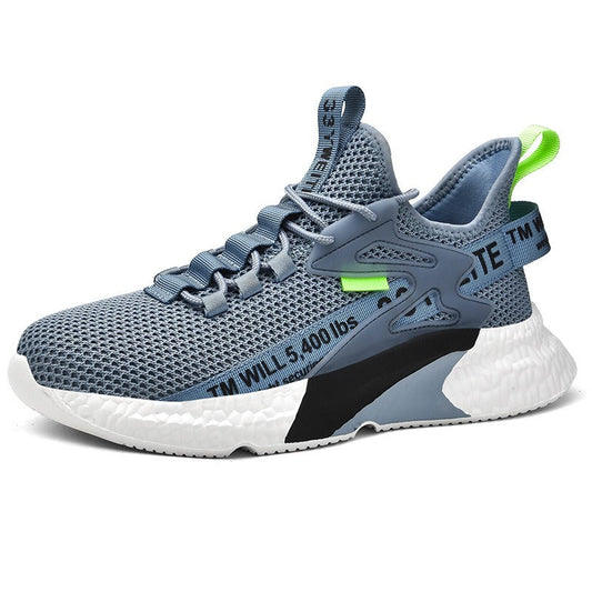 Breathable Flyknit Sports and Casual Shoes Fashion Mesh Light Sole Running Shoes blue