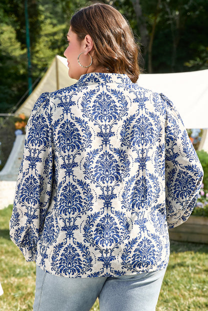 Alora Pattern Print Notch PLUS Shirt