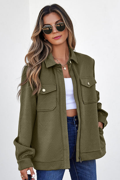 Remi Zip Up Flap Shirt Green