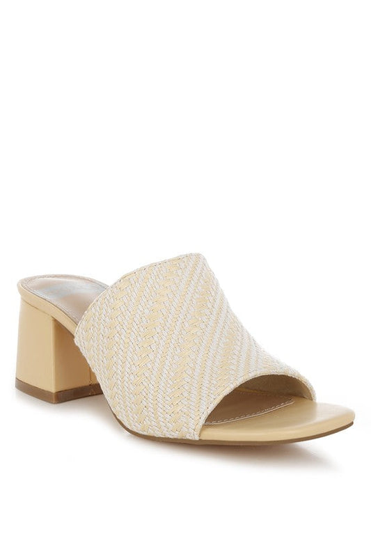 Morgana Woven Raffia Slip Ons Beige