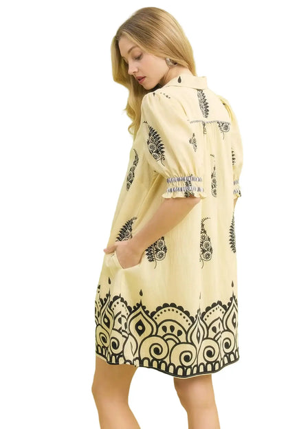 Umgee Paisley Mandala Print Babydoll Dress