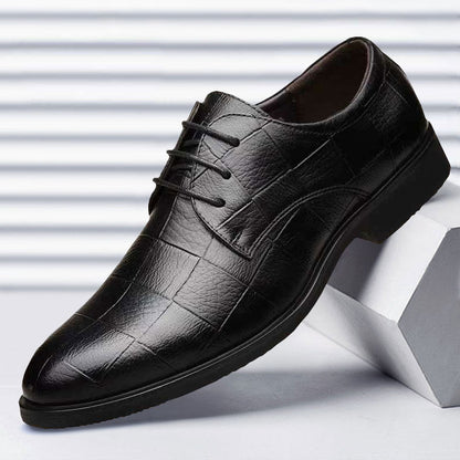 Checkered suit men's business leather shoes formal men's shoes versatile checkered casual wedding shoes black