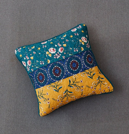 DaDa Bedding Set of 2 Bohemian Patchwork WildFlowers Floral Gardenia Throw Pillow Covers, 18" x 18" (JHW886)