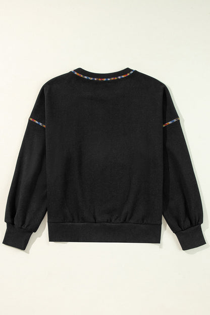 Jordyn Rainbow Pullover Sweatshirt Black
