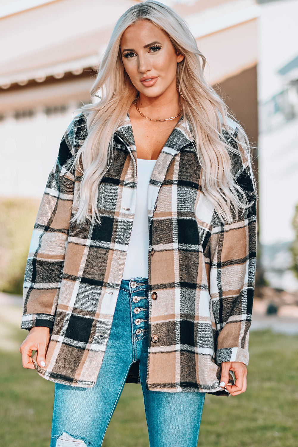 Mia Plaid Print Shirt Yellow