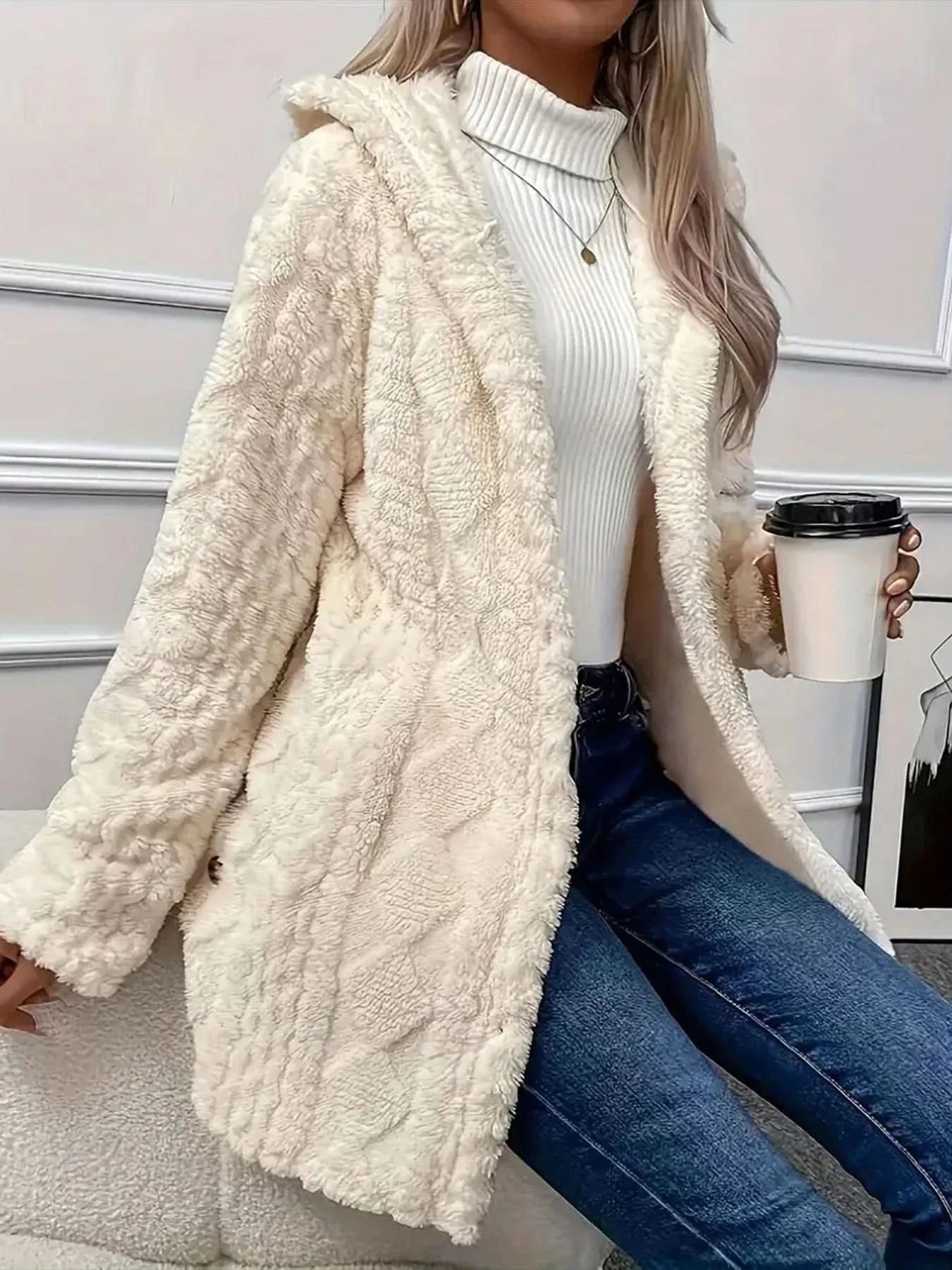 Luxurious Warm Thick Faux Fur Teddy Coat With Button Front For Women