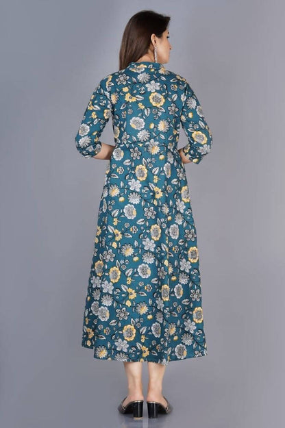 Vamika Cotton Sea Green Party Wear Kurti