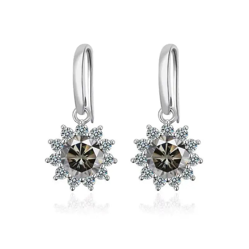 1CT Moissanite Drop Earrings 925 Sterling Silver Colorful Green Blue Pink grey 1 ct each