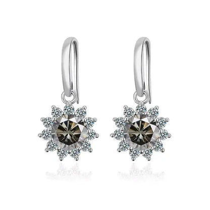 1CT Moissanite Drop Earrings 925 Sterling Silver Colorful Green Blue Pink grey 1 ct each