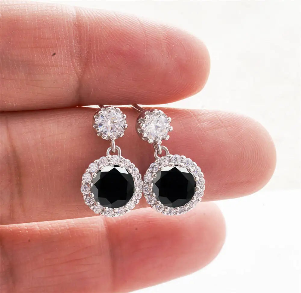 1CT 2Pcs D-Color Moissanite Drop Earrings 925 Sterling Silver With Certificate black silver