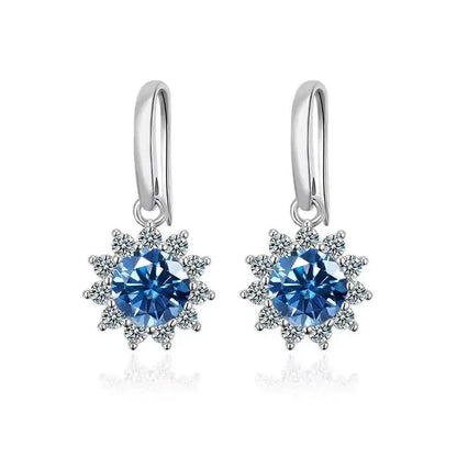1CT Moissanite Drop Earrings 925 Sterling Silver Colorful Green Blue Pink royal blue 1 ct each