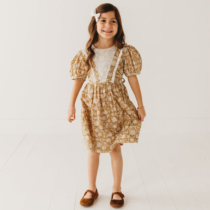 Embroidered fabric V shape Yoke Dress