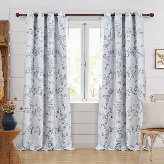 Farmhouse Mountain Ash Blackout Curtains Light Gray-Blue Mountain Ash