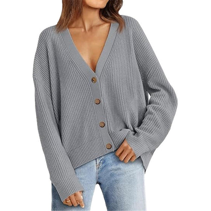 Women’s Lightweight Button Cardigan Light Gray