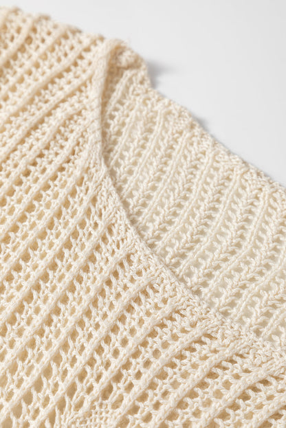 Plus Size Star Hollow-Out Knit Crewneck Sweater