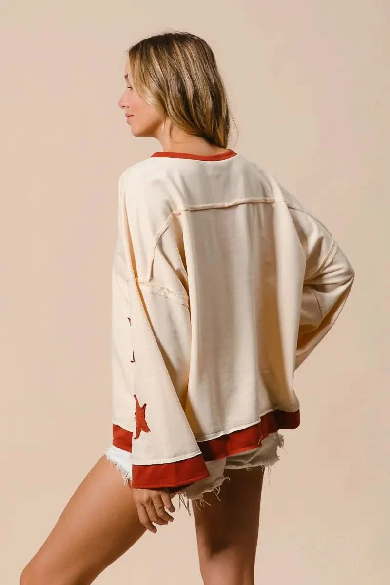 BiBi French Terry Patch Detail Sweatshirt With Red Stars