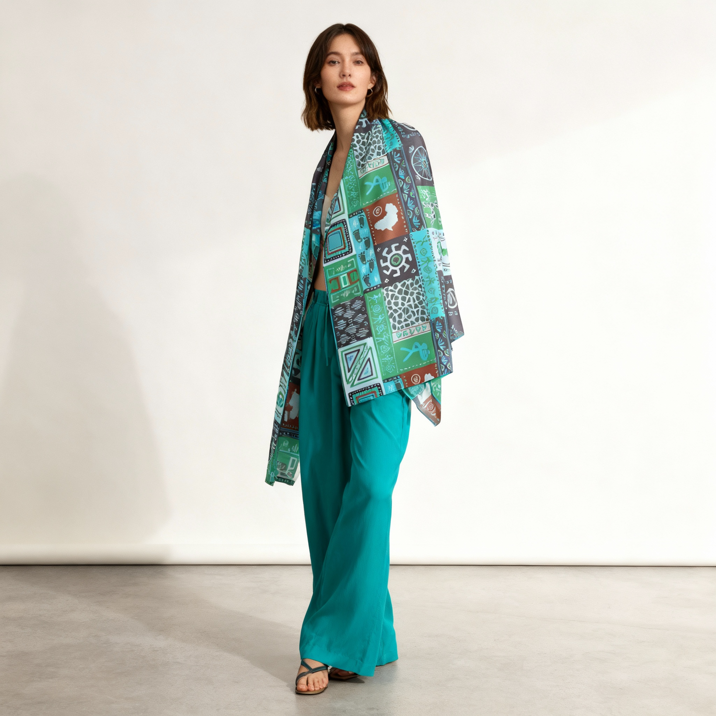 Geometric silk scarf design