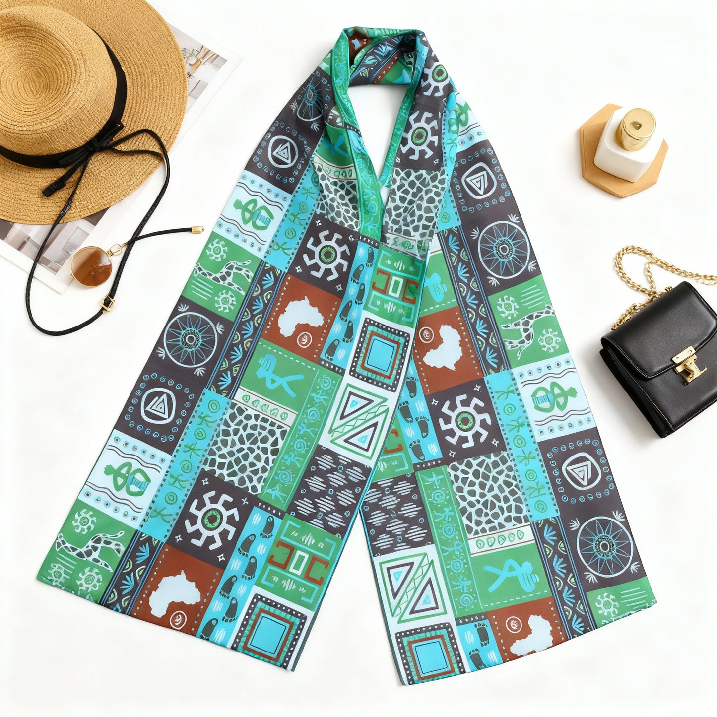 Geometric silk scarf design