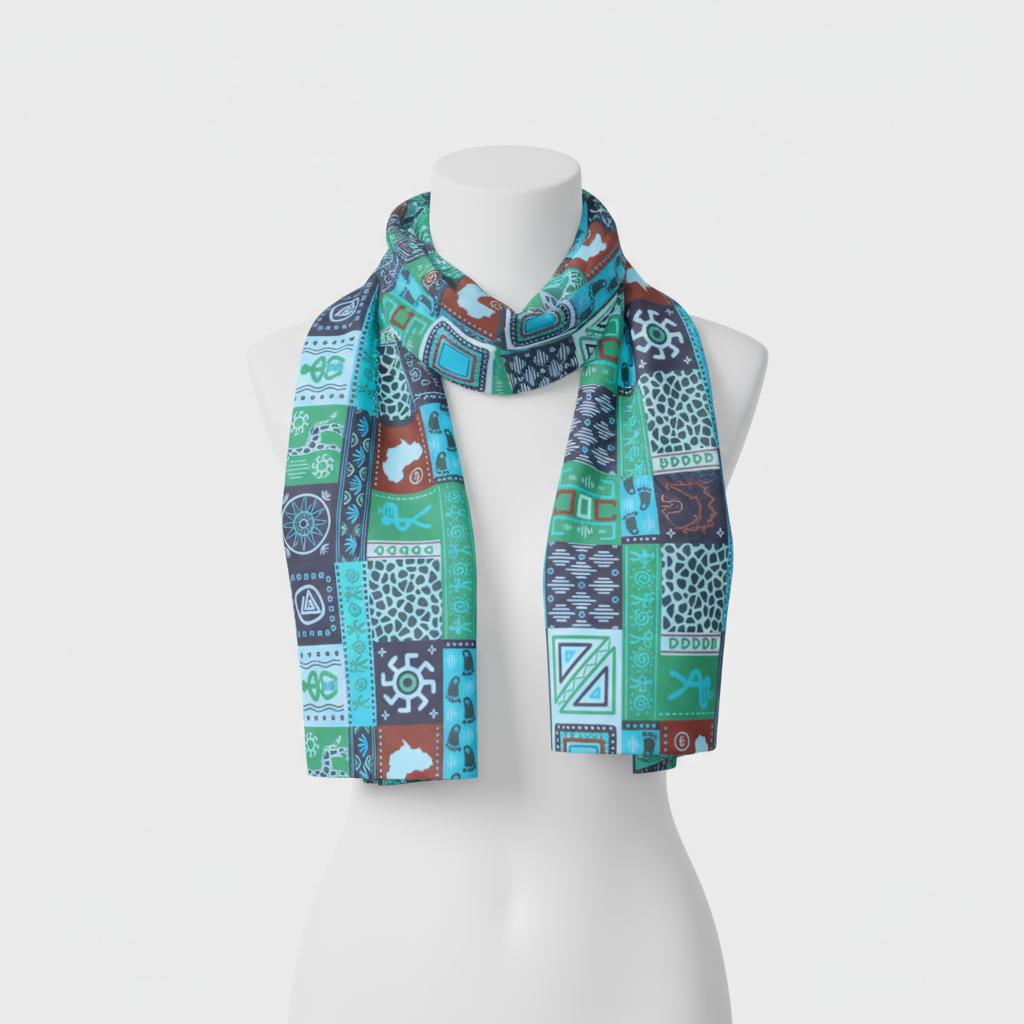 Geometric silk scarf design