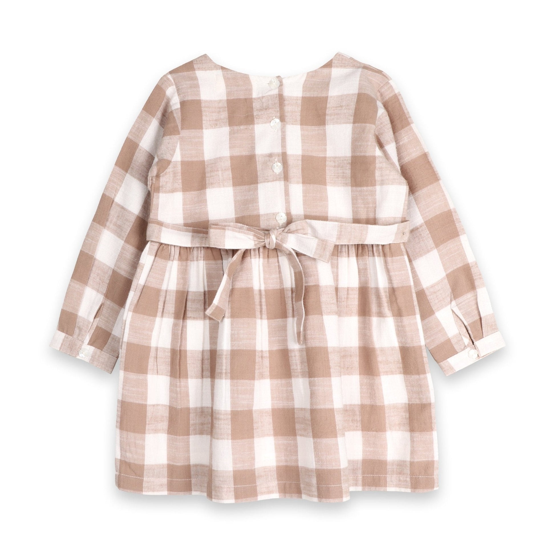 Gingham Mouse Play Dress | Grey Brushed Cotton Gingham