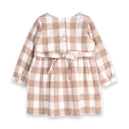 Gingham Mouse Play Dress | Grey Brushed Cotton Gingham