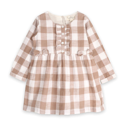Gingham Mouse Play Dress | Grey Brushed Cotton Gingham