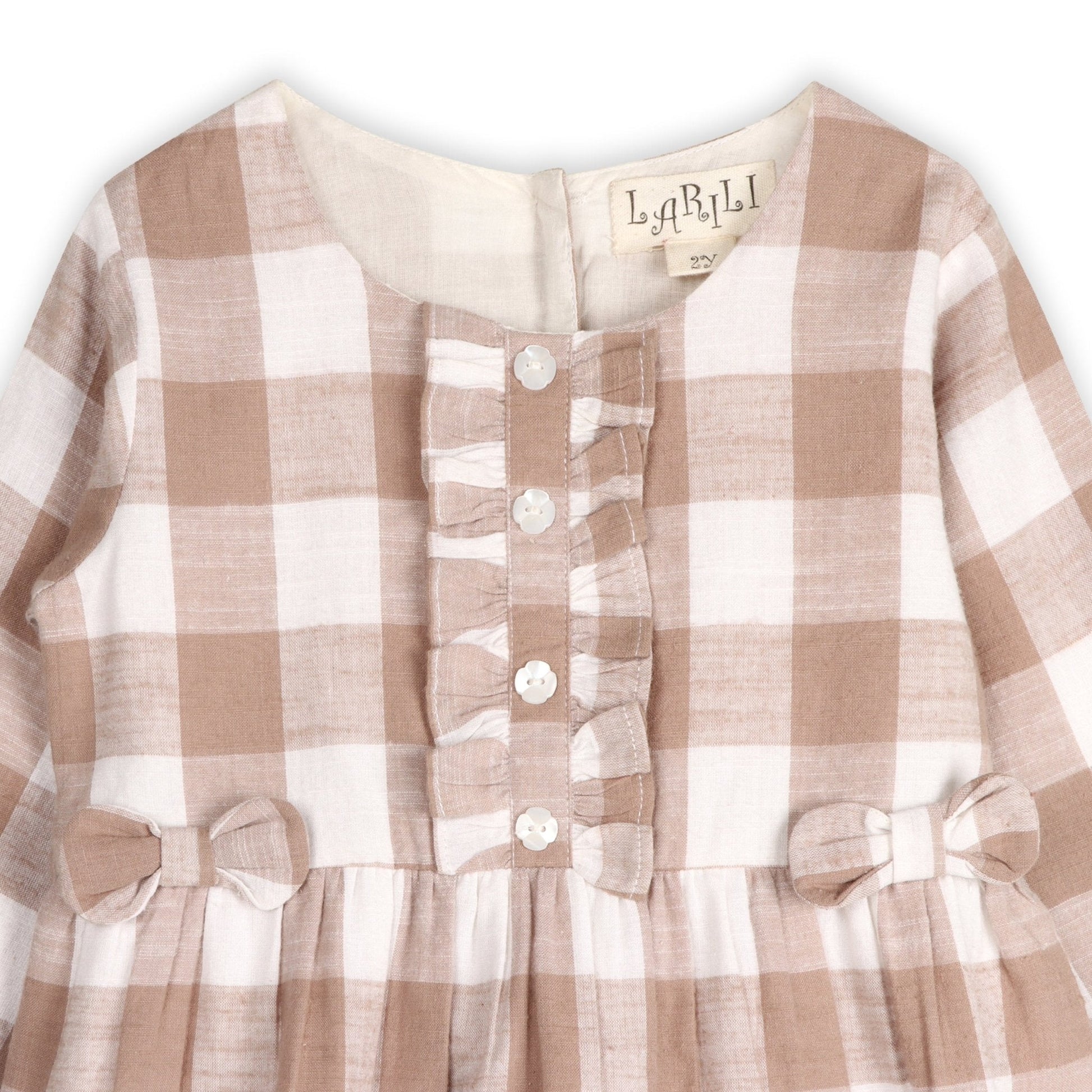 Gingham Mouse Play Dress | Grey Brushed Cotton Gingham