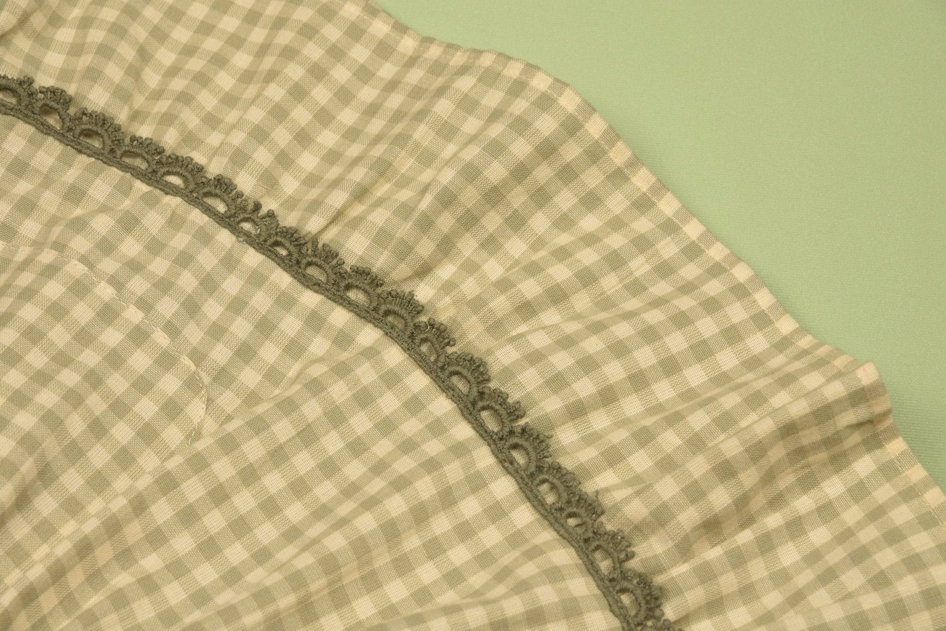 Green Gingham Pinafore Set | Girls' Embroidered Blouse & Dress