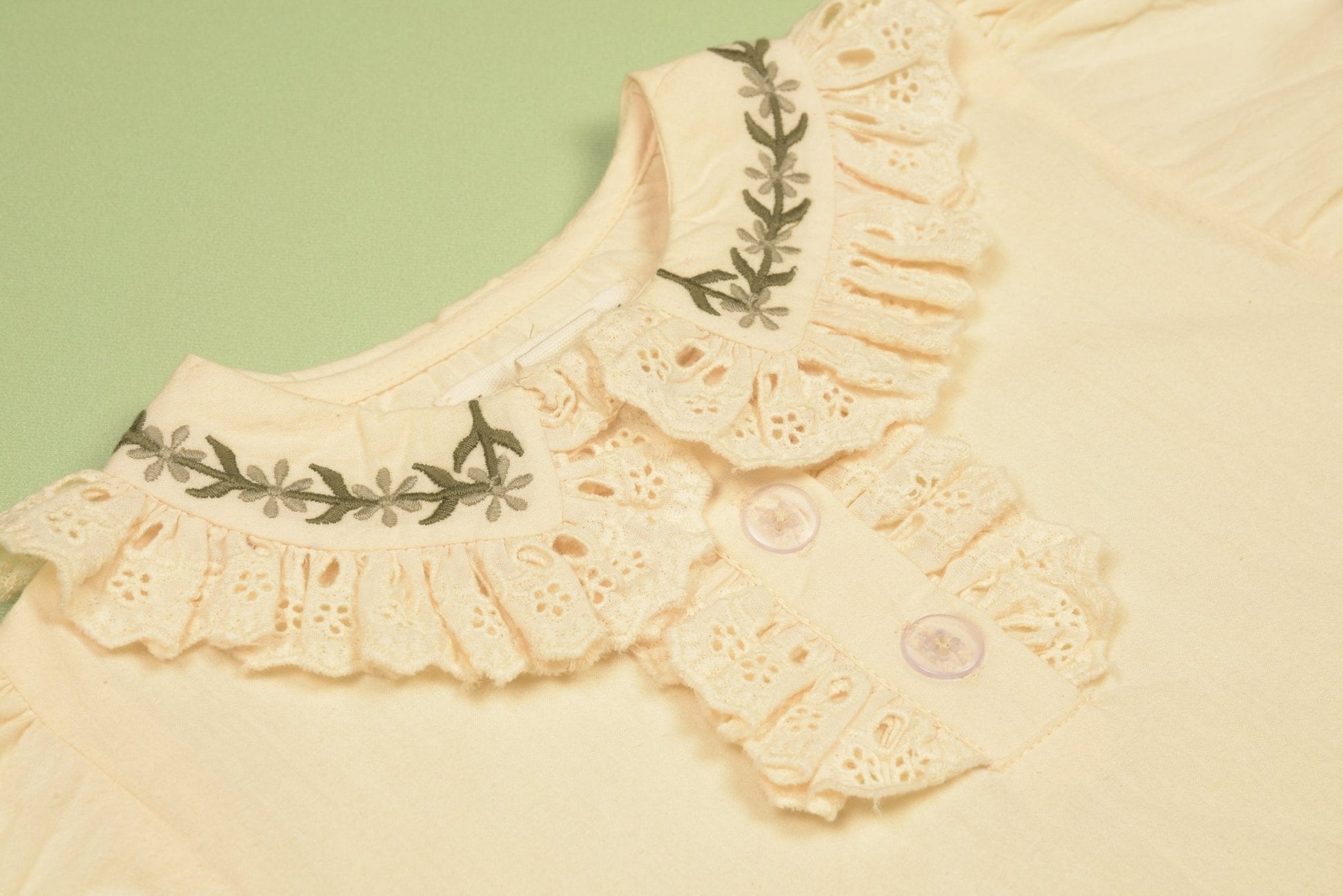 Green Gingham Pinafore Set | Girls' Embroidered Blouse & Dress
