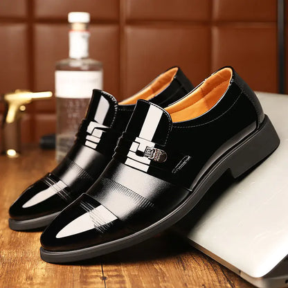 Oversized Men's Leather Shoes Black Increase 38