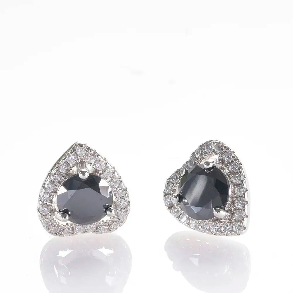 1 Ct 6.5mm Pink Moissanite Heart Stud Earrings 925 Sterling Silver black