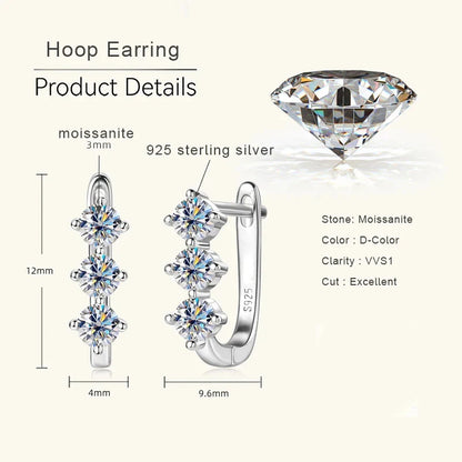 1.7ct Moissanite Necklace And Earrings Set 925 Sterling Silver Y Pendant D silver earrings