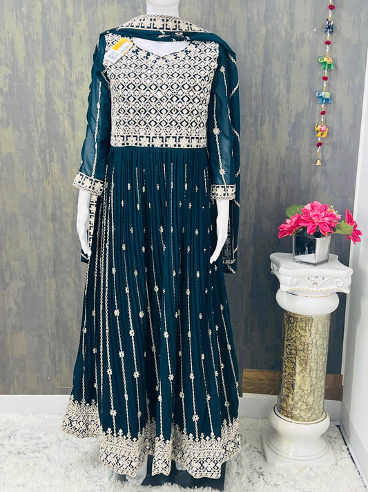 Party wear long kurti GREEN 40 (US SMALL )