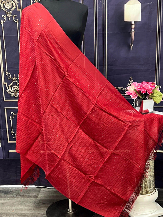 Maroon dupatta with small sequin work Maroon