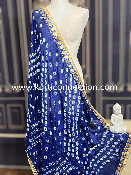 Bandhani silk dupatta Blue