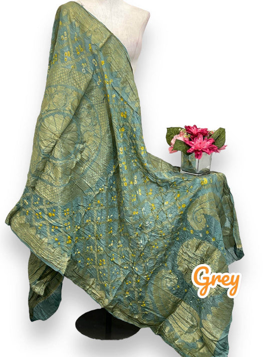 Grey bandhani silk dupatta Grey