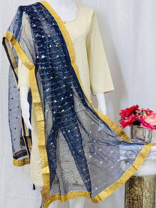 Mirror work dupatta Blue