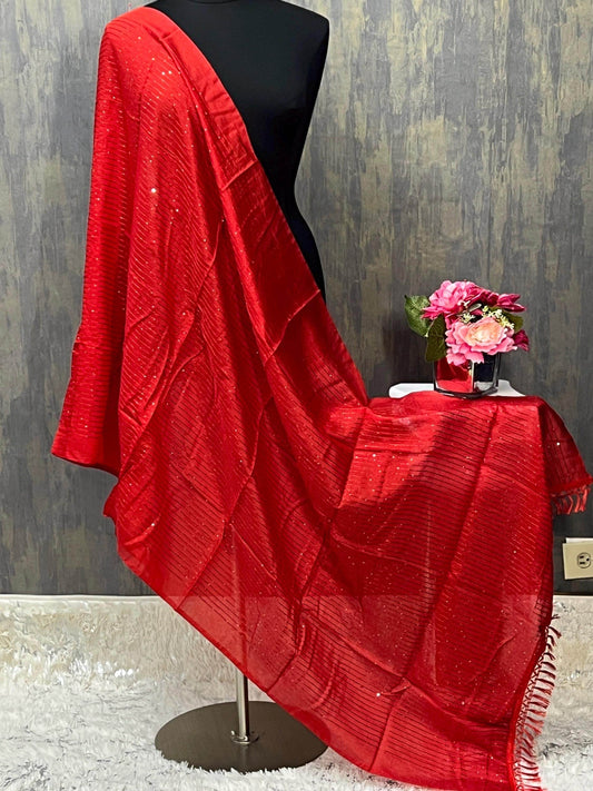 Red dupatta | sequin dupatta Default Title