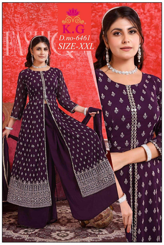 Georgette Kurti pant set PURPLE