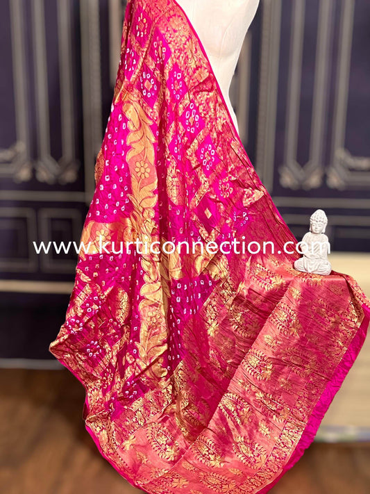 Banarsi silk bandhani dupatta Pink